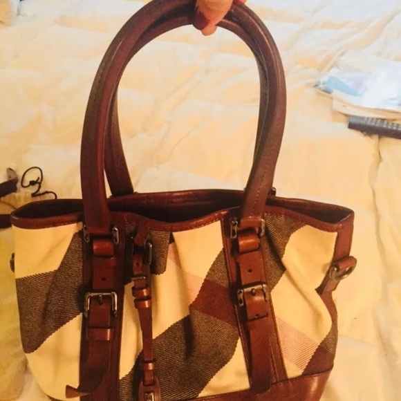 Burberry Check/Brown Leather Saddle Bag - Picture 2 of 12
